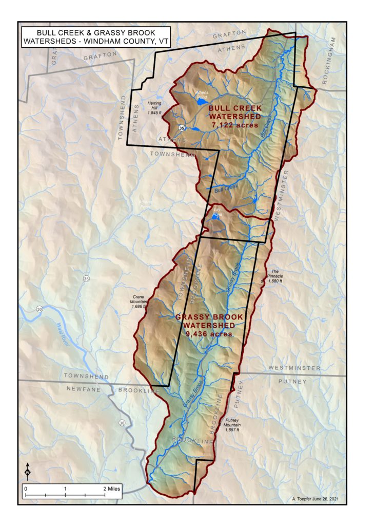 Bull Creek & Grassy Brook Watersheds Map
